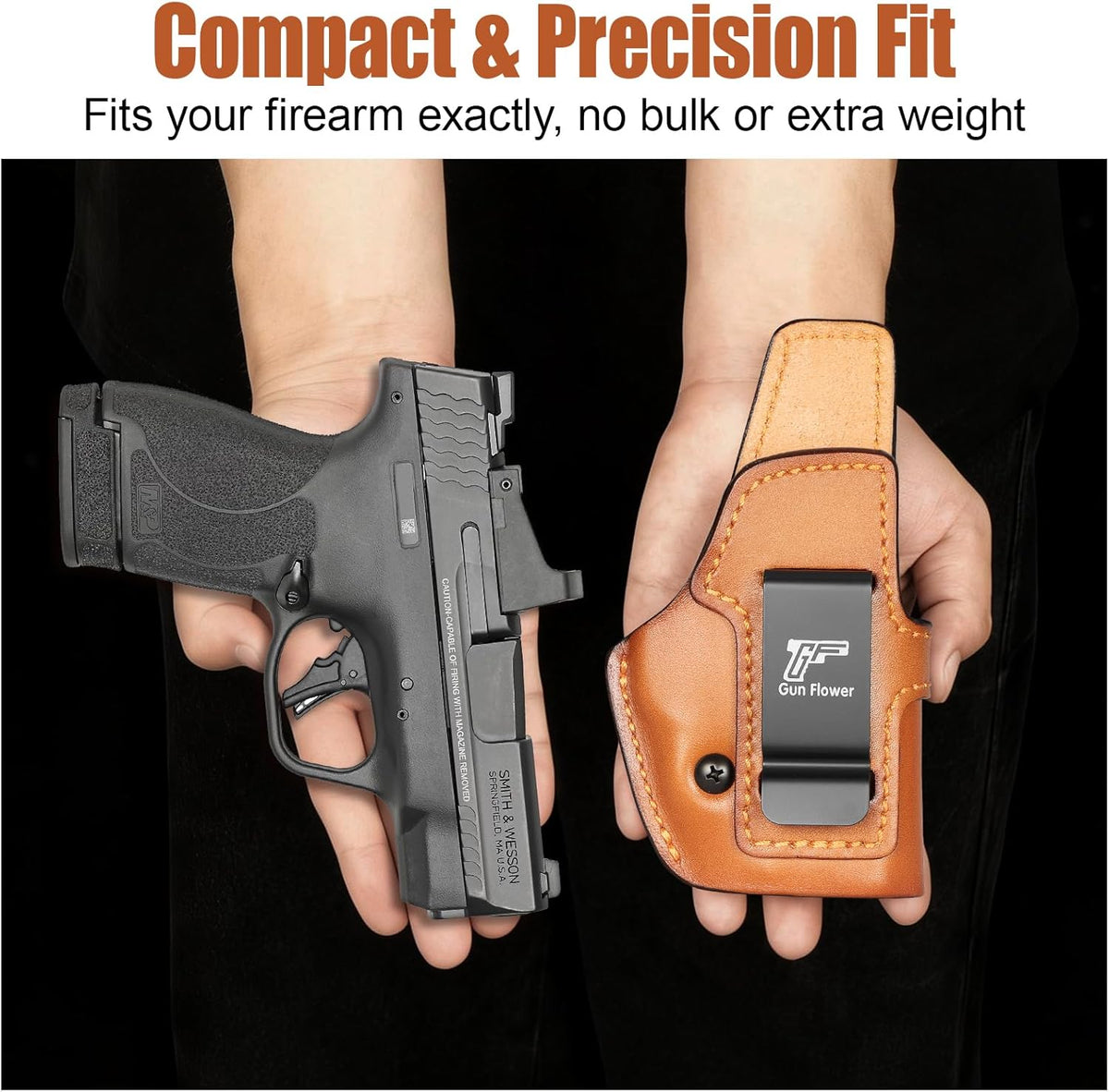 GUN & FLOWER IWB Leather Holster for M&P Shield Plus 9mm / M&P Shield M2.0 / M&P Shield 1.0 - Optic Cut, Inside Waistband Concealed Carry, Adjustable Retention, Right Hand, Brown