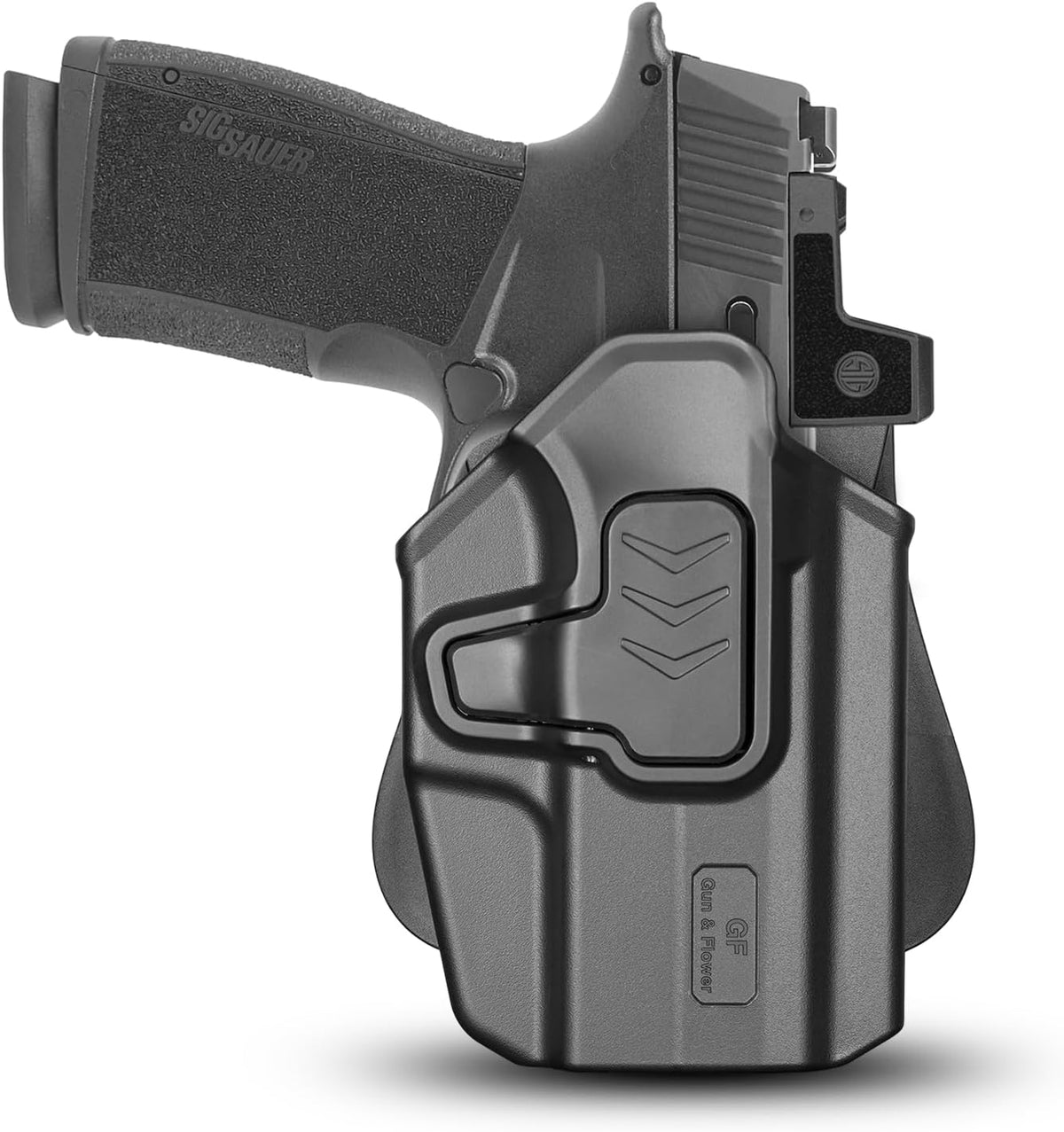 Sig Sauer P365 X-Macro OWB Silicone Paddle Holster - Level II Retention, 360° Adjustable Paddle or Duty Belt Clip, Injection Molded Polymer Outside Waistband, Right Hand