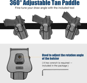 Level II Retention Glock 43 / 43X / 48 OWB Silicone Paddle Holster (MOS & Rail Versions) - Fits G43X MOS with/without Rail, Multiple Attachment Options, Right Hand
