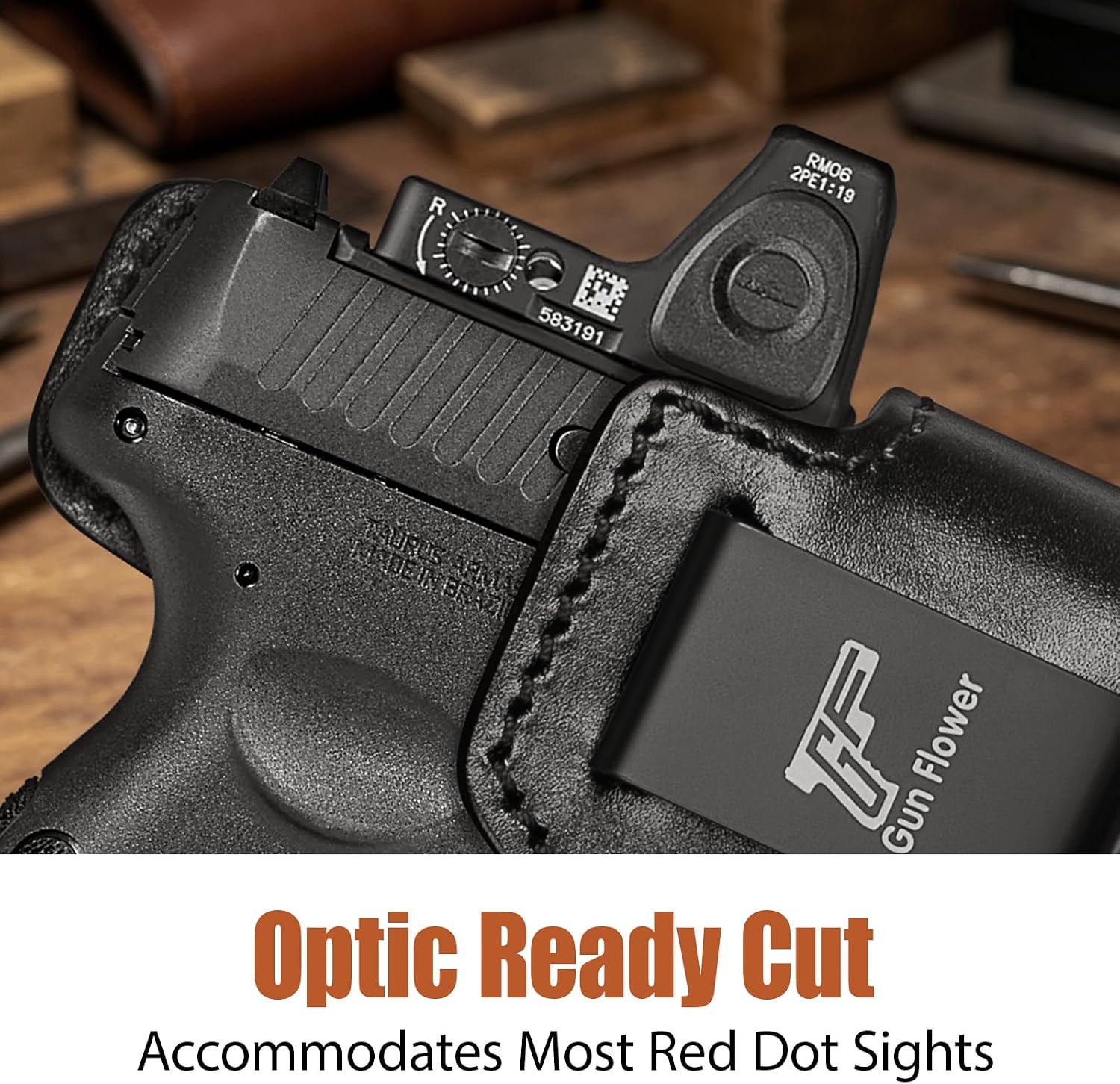 Taurus G3C / G2C / G2S IWB Black Leather Holster w/Olight Baldr S / Baldr Mini / RL Mini - Light-Bearing Optic Cut, Also Fits PT111 / PT140, 1.5"-1.75" Belts, Right Hand