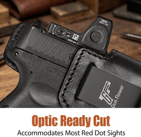 Taurus G3C / G2C / G2S IWB Black Leather Holster w/Olight Baldr S / Baldr Mini / RL Mini - Light-Bearing Optic Cut, Also Fits PT111 / PT140, 1.5"-1.75" Belts, Right Hand