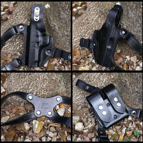 Handmade 1911 Shoulder Holster, Fit Most Non-Rail 5'' 4.25'' 4'' 1911/ Colt 1911/Elite Force 1911/ Kimber 1911, Double Mag Holder Included, Adjustable Strap for Concealed Carry, Right Handed|