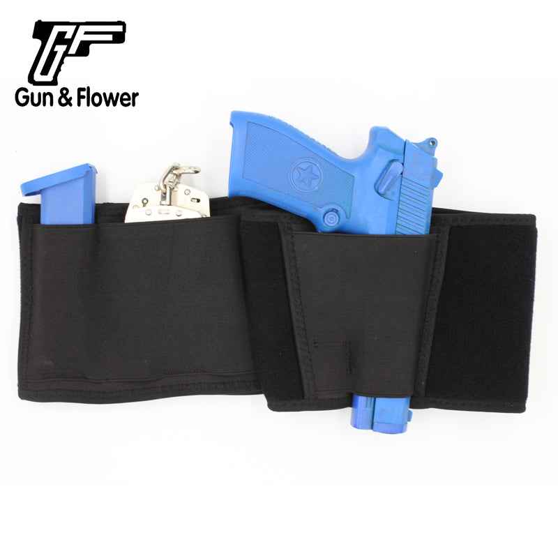 Portable Gun Belts Holster, Black Neoprene Belly Band, Tactical Gun Holster Waist Belt for Concealed Carry