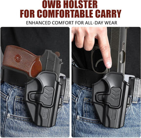 GUN & FLOWER OWB Makarov PM Paddle Holster - Level 2 Index Finger Release, 360° Adjustable Gearwheel Paddle, Fits 1.5" - 2.25" Belts, Optics Cut Ready, Right Hand, Open Muzzle Design (Black)
