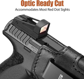 S&W Bodyguard 2.0 IWB Leather Holster - Optic Cut Concealed Carry, Premium Full Grain Leather, Fits 1.5"-1.75" Belt, Black Right Hand - GUN & FLOWER - Gunflowerholsters