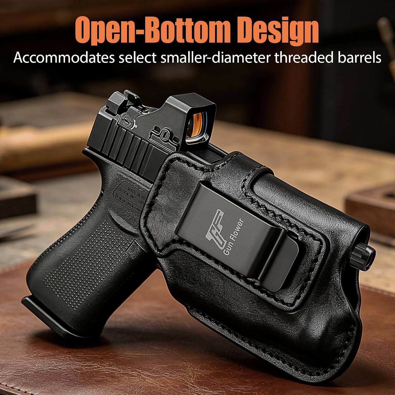 IWB Leather Holster for Glock 43X w/TLR-7X Sub, TLR-7 HL-X Sub & TLR-7 Sub | Also Fits PSA Dagger Micro, Fits Glock 43X MOS & 43X with Rail Only, Optic-Ready Cut, Fits 1.5"-1.75" Belts, Right Hand