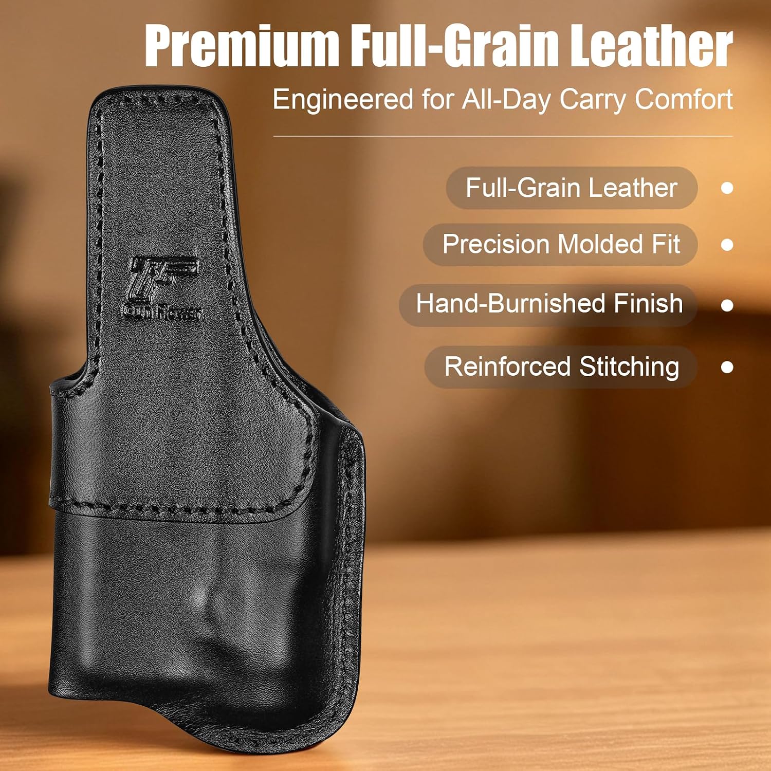 Black Leather Holster for Hellcat Pro w/TLR-7 X Sub, TLR-7 Sub & TLR-7 HL-X Sub | Optic Cut, IWB Light-Bearing Holster, Fits Hellcat Pro OSP/ Hellcat Pro Comp/ Hellcat Pro Threaded, Fits 1.5"-1.75" Belts