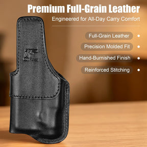 Black Leather Holster for Hellcat Pro w/TLR-7 X Sub, TLR-7 Sub & TLR-7 HL-X Sub | Optic Cut, IWB Light-Bearing Holster, Fits Hellcat Pro OSP/ Hellcat Pro Comp/ Hellcat Pro Threaded, Fits 1.5"-1.75" Belts