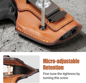 GUN & FLOWER IWB Leather Holster for M&P Shield Plus 9mm / M&P Shield M2.0 / M&P Shield 1.0 - Optic Cut, Inside Waistband Concealed Carry, Adjustable Retention, Right Hand, Brown