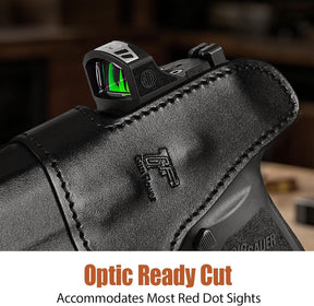 Sig P320 Compact / M18 IWB Black Leather Holster w/TLR-7 X / HL-X / TLR-7A / TLR-7 - Light-Bearing Concealed Carry, Also Fits P320 XCarry & XCompact, 1.5"-1.75" Belts, Right Hand