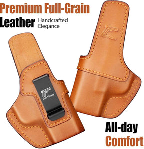 Springfield Hellcat / Hellcat OSP IWB Leather Holster - Optic Cut Concealed Carry, Appendix Inside Waistband, Fits 1.5"-1.75" Belt, Black Right Hand - GUN & FLOWER