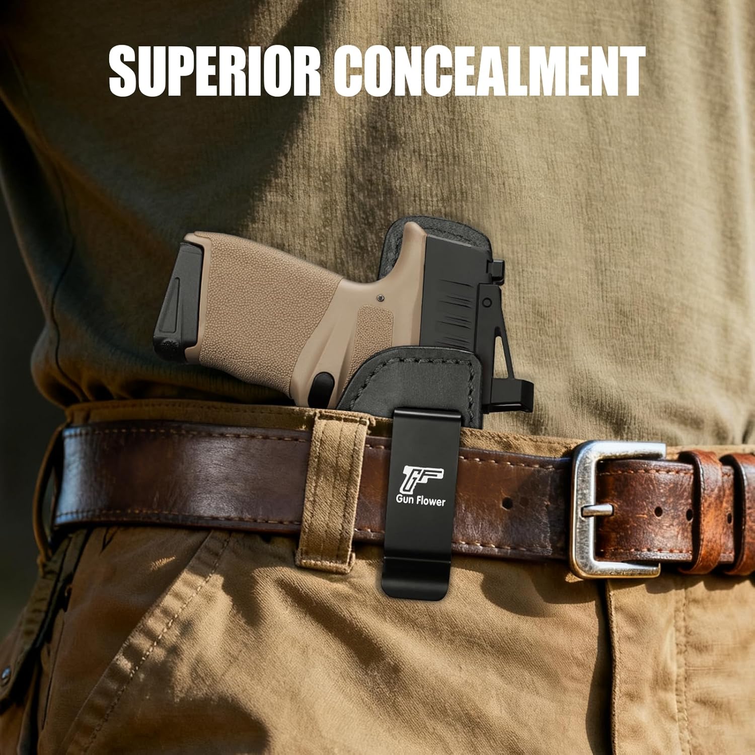 Ruger MAX-9 / PSA Dagger Micro / Springfield Hellcat / Hellcat OSP IWB Leather Holster - Optic Cut Concealed Carry, Fits 1.5"-1.75" Belt, Premium Leather Right Hand - GUN & FLOWER