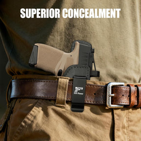 Ruger MAX-9 / PSA Dagger Micro / Springfield Hellcat / Hellcat OSP IWB Leather Holster - Optic Cut Concealed Carry, Fits 1.5"-1.75" Belt, Premium Leather Right Hand - GUN & FLOWER