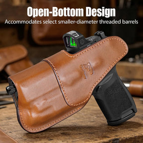 Sig P320 Compact / M18 IWB Leather Holster w/TLR-7 X / HL-X / TLR-7A / TLR-7 - Light-Bearing Optic Ready, Also Fits P320 XCarry & XCompact, 1.5"-1.75" Belts, Right Hand