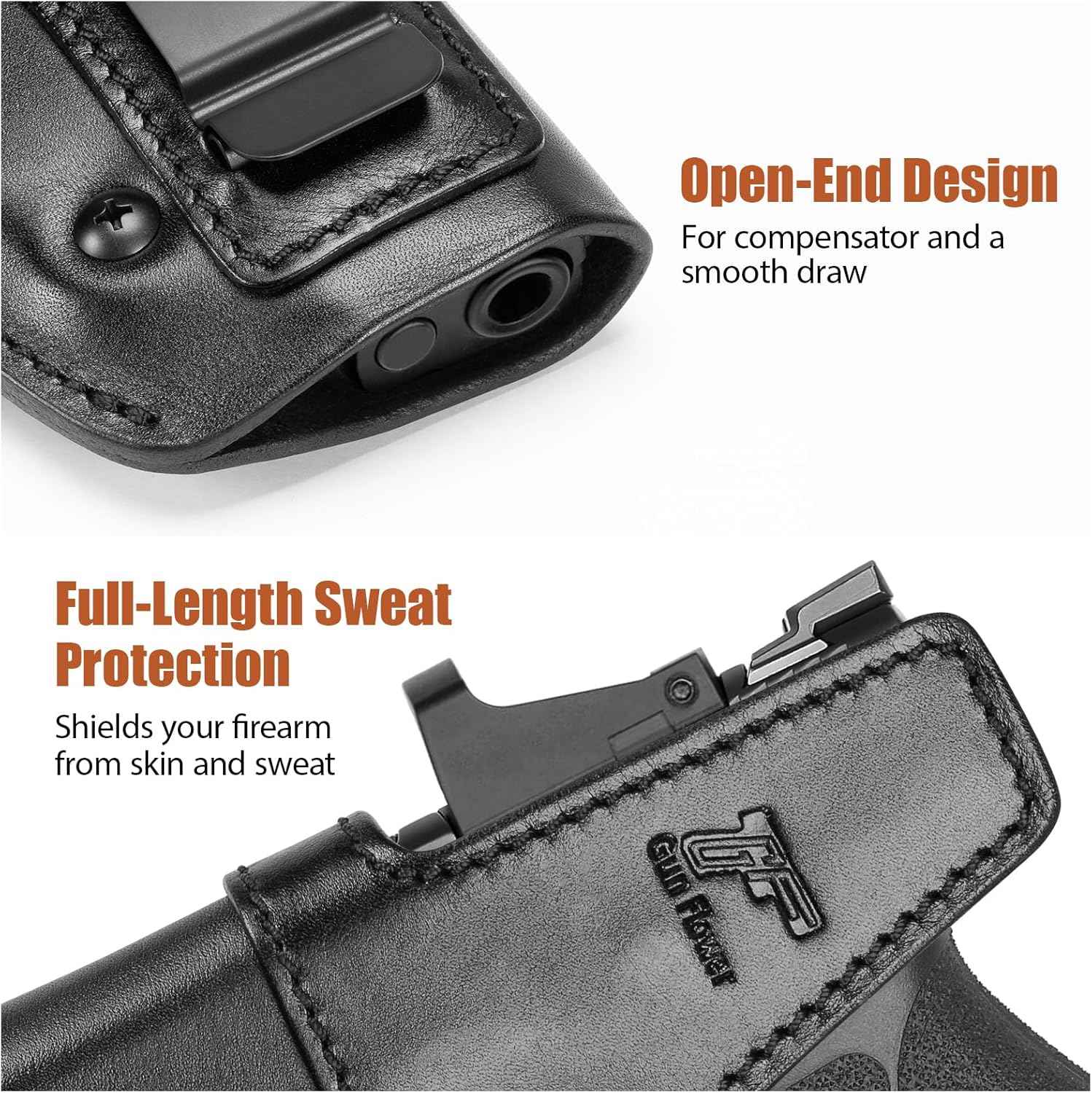S&W M&P Shield / Shield Plus 3.1" IWB Leather Holster - Adjustable Retention, Inside Waistband Concealed Carry, Fits M&P 9 Shield, M&P 9/40 Shield M2.0 & Shield Plus, Right Hand - GUN & FLOWER