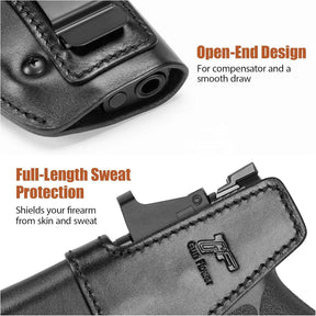 S&W M&P Shield / Shield Plus 3.1" IWB Leather Holster - Adjustable Retention, Inside Waistband Concealed Carry, Fits M&P 9 Shield, M&P 9/40 Shield M2.0 & Shield Plus, Right Hand - GUN & FLOWER