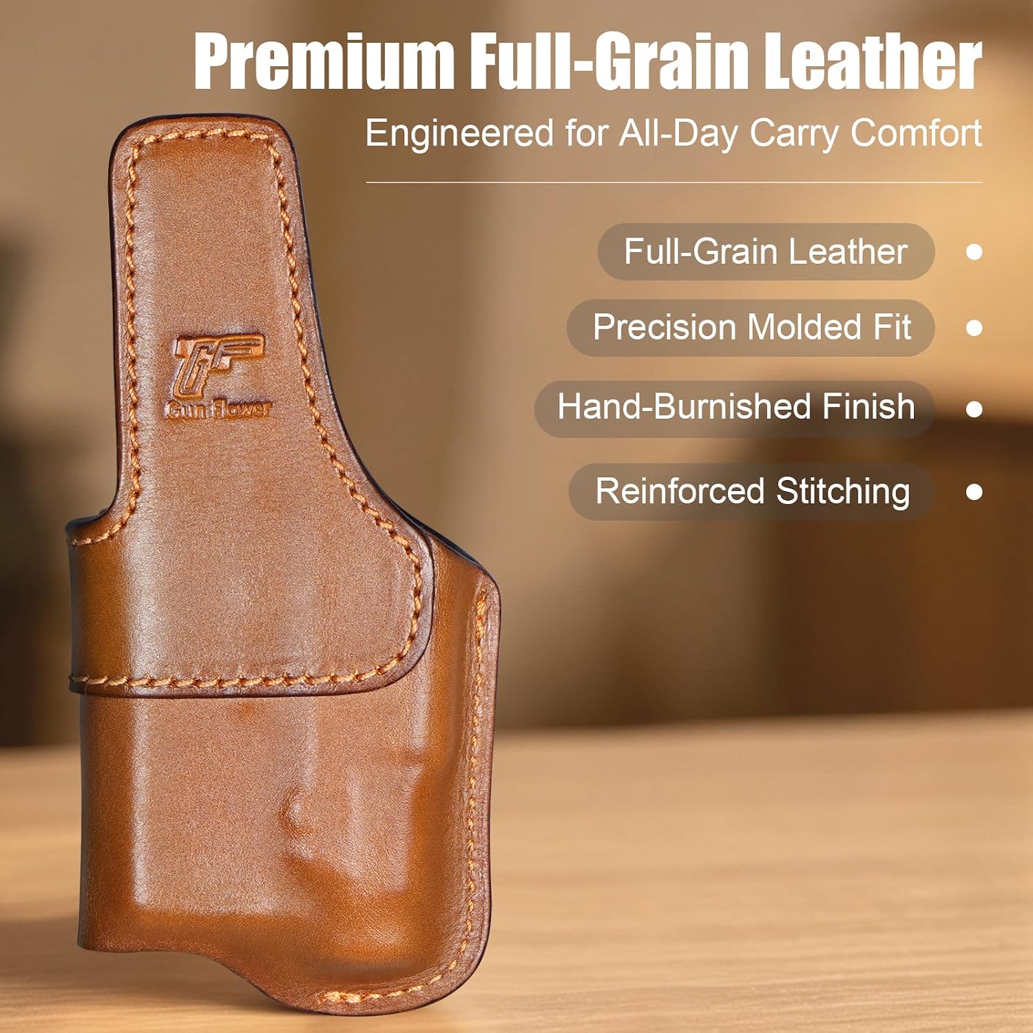 Hellcat Pro IWB Leather Holster w/TLR-7 X Sub, TLR-7 Sub & TLR-7 HL-X Sub - Optic Cut Light-Bearing Concealed Carry, Fits Hellcat Pro OSP / Comp / Threaded, 1.5"-1.75" Belts