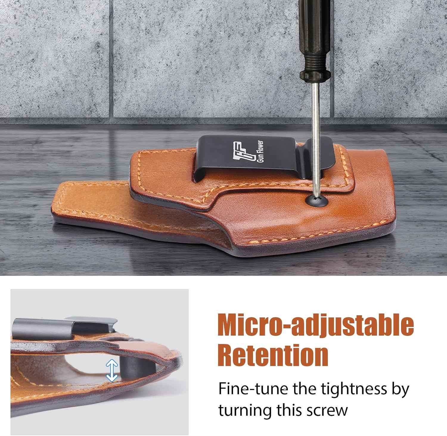 Springfield Hellcat Pro Holster IWB Leather Optic Cut - Fits Hellcat Pro/Comp & Hellcat RDP, Concealed Carry Appendix Inside Waistband, 1.5"-1.75" Belt, Black Right Hand - GUN & FLOWER