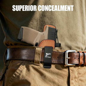 Springfield Hellcat / Hellcat OSP IWB Leather Holster - Optic Cut Concealed Carry, Appendix Inside Waistband, Fits 1.5"-1.75" Belt, Black Right Hand - GUN & FLOWER