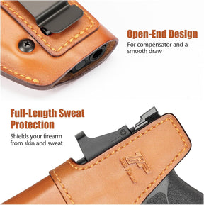 GUN & FLOWER IWB Leather Holster for M&P Shield Plus 9mm / M&P Shield M2.0 / M&P Shield 1.0 - Optic Cut, Inside Waistband Concealed Carry, Adjustable Retention, Right Hand, Brown