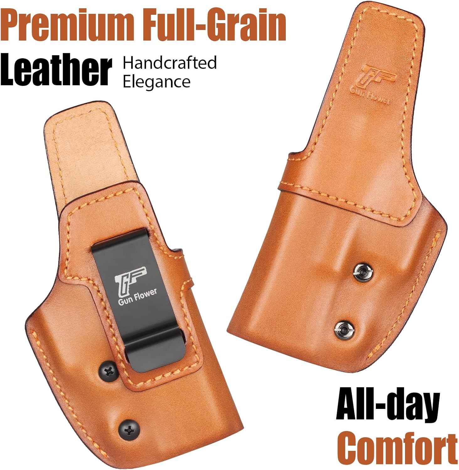 Glock 19/19X/23/32/45 Gen1-5 & MOS IWB Leather Holster - Optic Cut Custom Fit (Also PSA Dagger Compact & Ruger RXM), Premium Leather Concealed Carry, Fits 1.5"-1.75" Belt, Right Hand