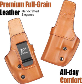Glock 19/19X/23/32/45 Gen1-5 & MOS IWB Leather Holster - Optic Cut Custom Fit (Also PSA Dagger Compact & Ruger RXM), Premium Leather Concealed Carry, Fits 1.5"-1.75" Belt, Right Hand