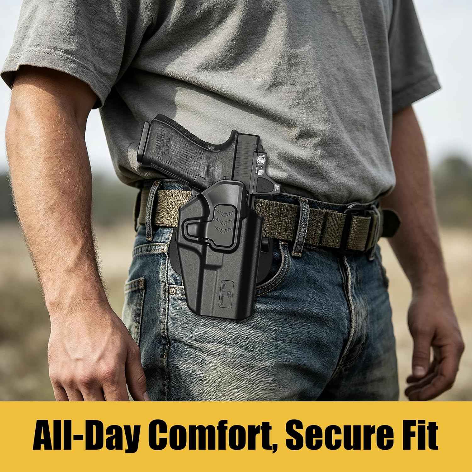 Glock 17/19/19X/45 MOS OWB Paddle Holster - Level II Retention, Optic Ready, 360° Adj  GUN FLOWER