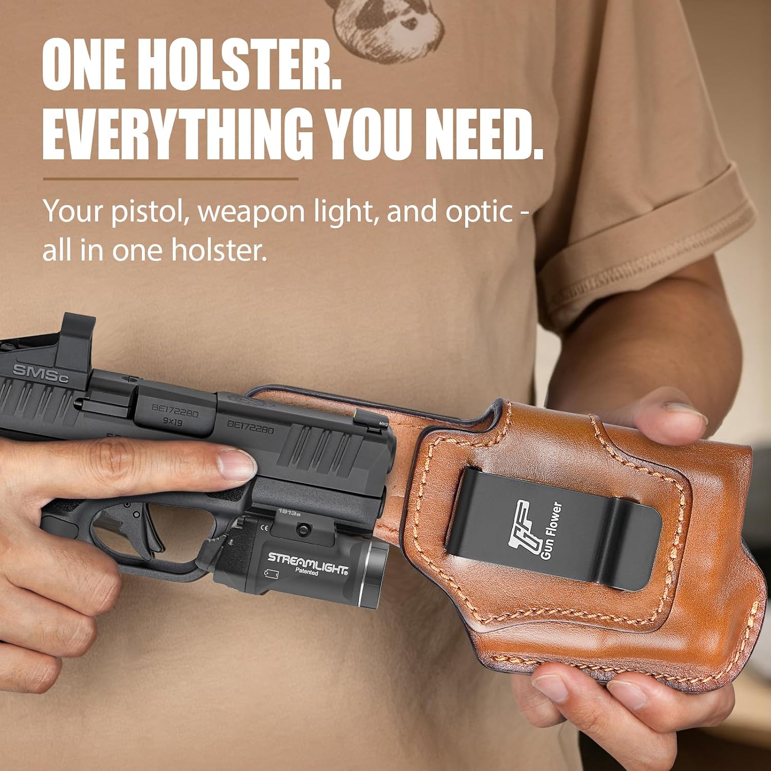 Hellcat Pro IWB Leather Holster w/TLR-7 X Sub, TLR-7 Sub & TLR-7 HL-X Sub - Optic Cut Light-Bearing Concealed Carry, Fits Hellcat Pro OSP / Comp / Threaded, 1.5"-1.75" Belts
