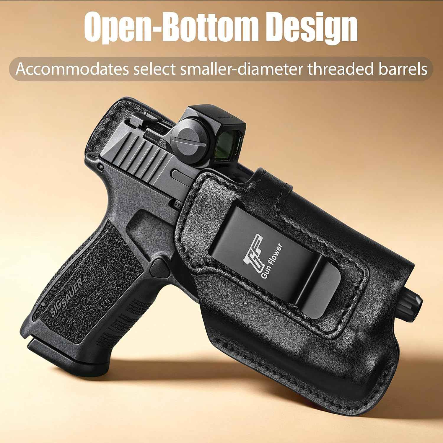 Sig Sauer P365 X-Macro IWB Leather Holster w/TLR-7 X Light - Light-Bearing Concealed Carry, Fits P365 X-MACRO / TACOPS / COMP, Optic Cut, 1.5"-1.75" Belts, Right Hand