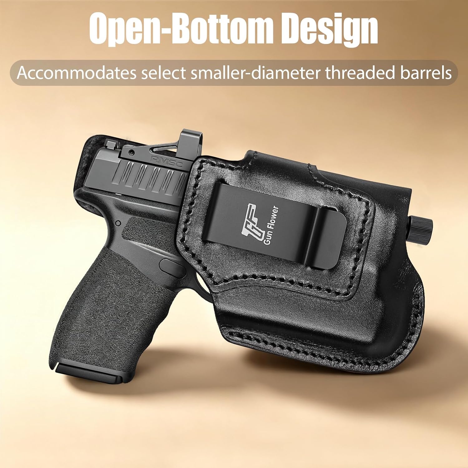 Hellcat Pro IWB Black Leather Holster w/Olight Baldr S / Baldr Mini / RL Mini - Light-Bearing Optic Cut, Fits Hellcat Pro OSP / Comp / Threaded, 1.5"-1.75" Belts, Right Hand