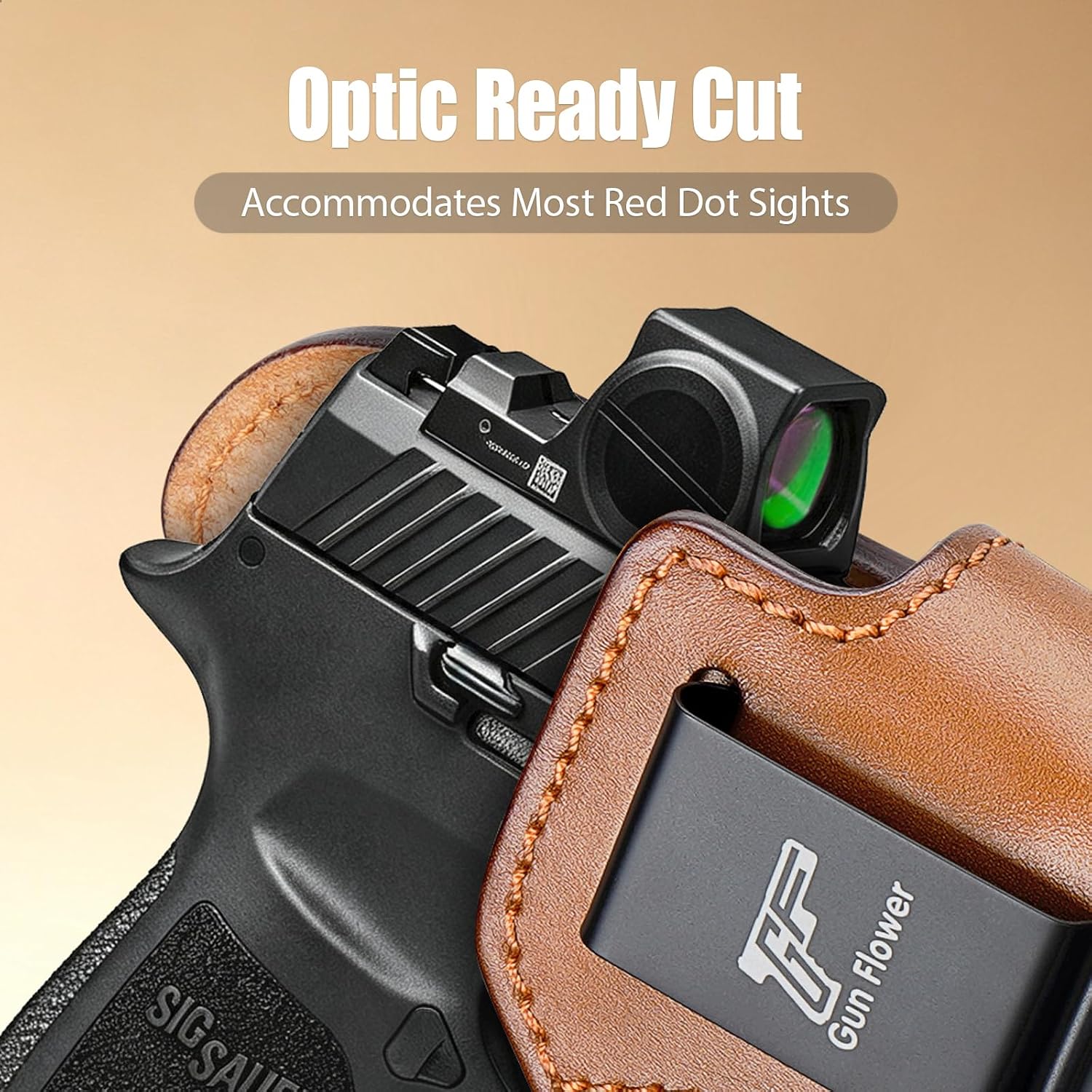 Sig P320 Compact / M18 IWB Brown Leather Holster w/Olight Baldr S / Baldr Mini / RL Mini - Light-Bearing Optic Cut, Also Fits P320 XCarry & XCompact, 1.5"-1.75" Belts, Right Hand