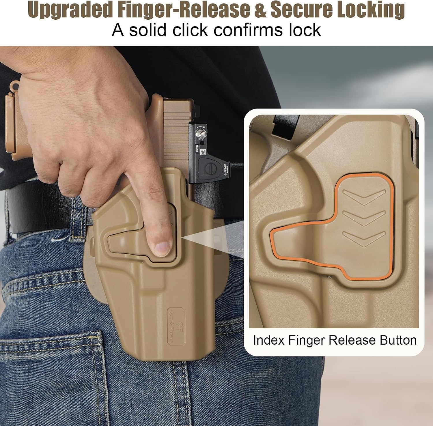 Glock 17/19/19X/22/23/44/45 OWB Holster - Level II Index Finger Release, Optic Ready / MOS Compatible, Fits Ruger RXM, PSA Dagger Compact & Glock 31/32 Gen1-6, Adjustable Retention, Right Hand