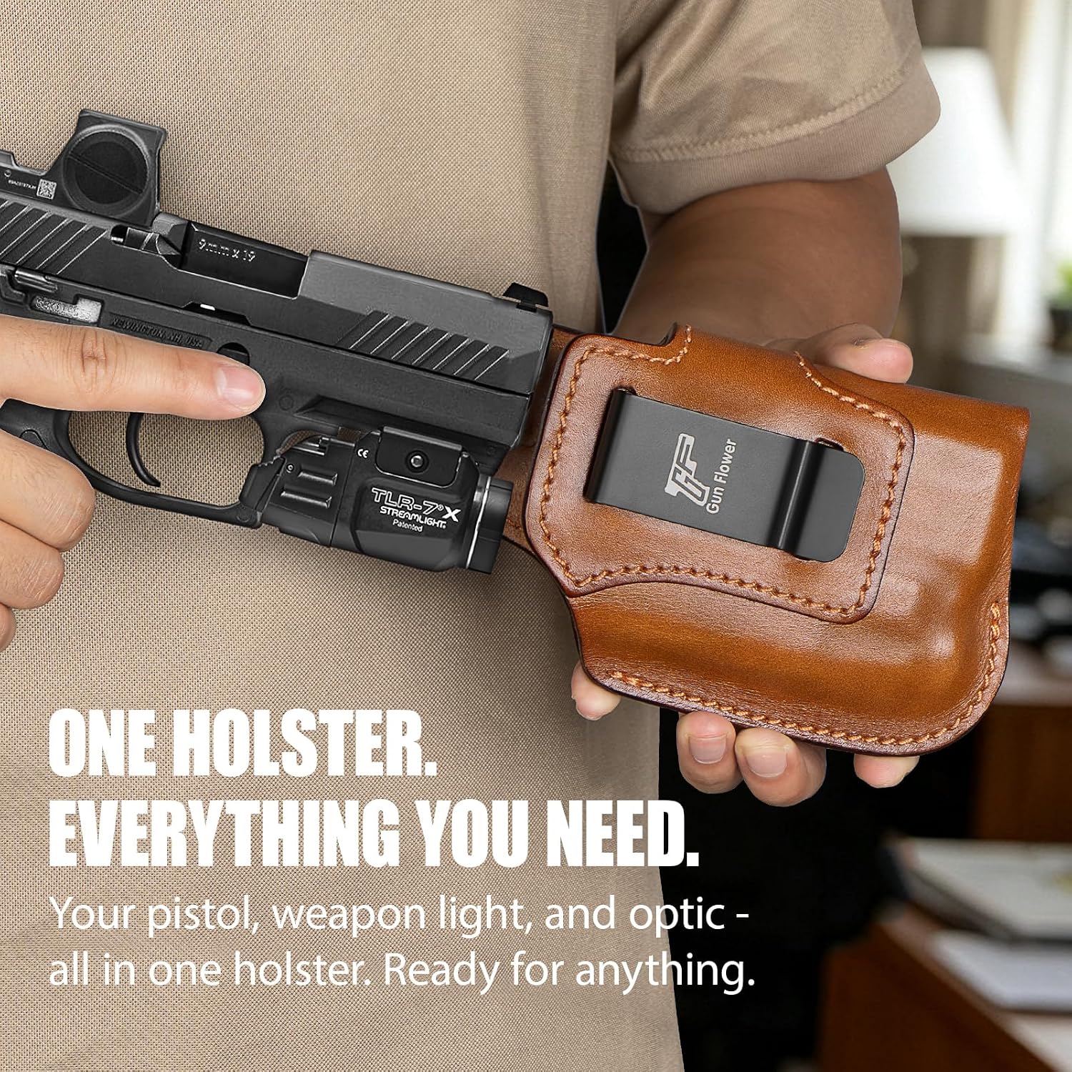 Sig P320 Compact / M18 IWB Leather Holster w/TLR-7 X / HL-X / TLR-7A / TLR-7 - Light-Bearing Optic Ready, Also Fits P320 XCarry & XCompact, 1.5"-1.75" Belts, Right Hand
