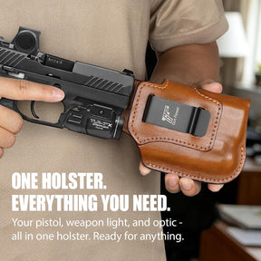 Sig P320 Compact / M18 IWB Leather Holster w/TLR-7 X / HL-X / TLR-7A / TLR-7 - Light-Bearing Optic Ready, Also Fits P320 XCarry & XCompact, 1.5"-1.75" Belts, Right Hand