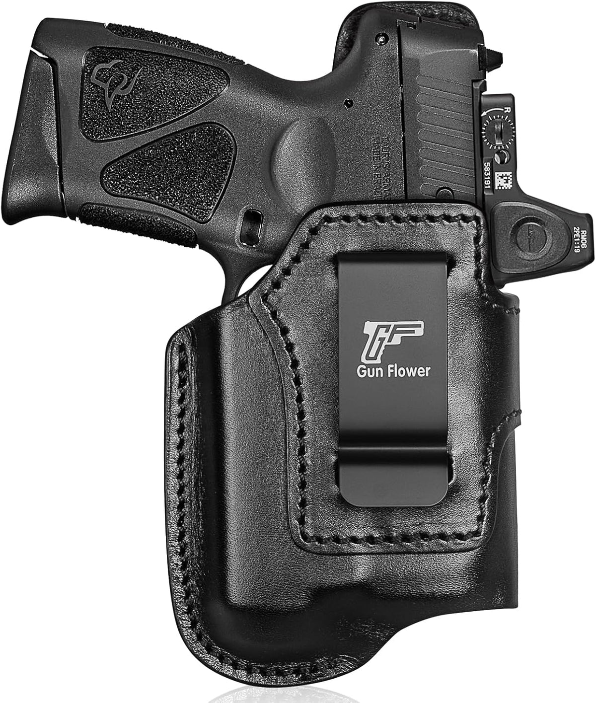 Taurus G3C / G2C / G2S IWB Black Leather Holster w/Olight Baldr S / Baldr Mini / RL Mini - Light-Bearing Optic Cut, Also Fits PT111 / PT140, 1.5"-1.75" Belts, Right Hand