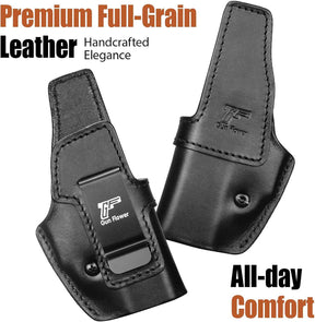 Glock 43/43X/43X MOS IWB Leather Holster - Optic Cut Concealed Carry, Appendix Inside Waistband, Fits 1.5"-1.75" Belt, Brown/Black Right Hand - GUN & FLOWER