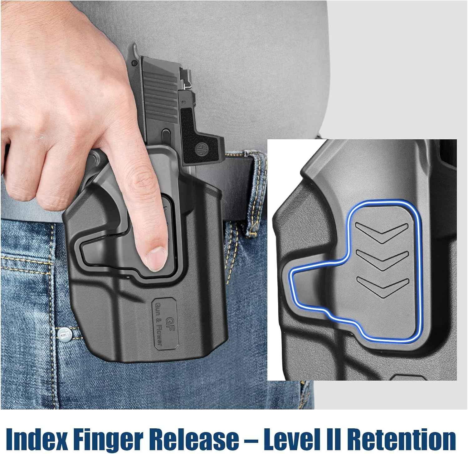 Sig Sauer P365 X-Macro OWB Belt Clip Holster - Level II Retention, 360° Adjustable Paddle or Duty Belt Clip, Injection Molded Polymer Outside Waistband, Right Hand