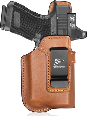 Glock 19/19X/23/32/44/45 IWB Leather Holster w/Olight Baldr S / Baldr Mini / RL Mini - Light-Bearing Optic Cut, Fits MOS Version, 1.5"-1.75" Belts, Right Hand
