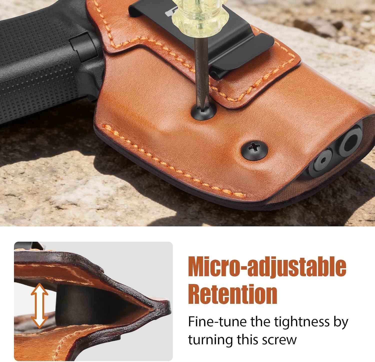 Glock 19/19X/23/32/45 Gen1-5 & MOS IWB Leather Holster - Optic Cut Custom Fit (Also PSA Dagger Compact & Ruger RXM), Premium Leather Concealed Carry, Fits 1.5"-1.75" Belt, Right Hand