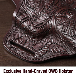Premium Leather HK VP9 Holster - Compatible with Heckler & Koch (H&K) VP9/ VP40/ SFP9/ SFP40, OWB Western Hand-Carved Holster for Women & Men -Fits 1.5" Belts GUN & FLOWER