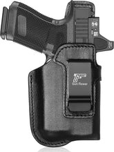 Glock 19/19X/23/32/44/45 IWB Black Leather Holster w/Olight Baldr S / Baldr Mini / RL Mini - Light-Bearing Optic Cut, Fits MOS Version, 1.5"-1.75" Belts, Right Hand