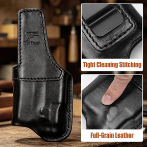 IWB Leather Holster for Glock 43X w/TLR-7X Sub, TLR-7 HL-X Sub & TLR-7 Sub | Also Fits PSA Dagger Micro, Fits Glock 43X MOS & 43X with Rail Only, Optic-Ready Cut, Fits 1.5"-1.75" Belts, Right Hand