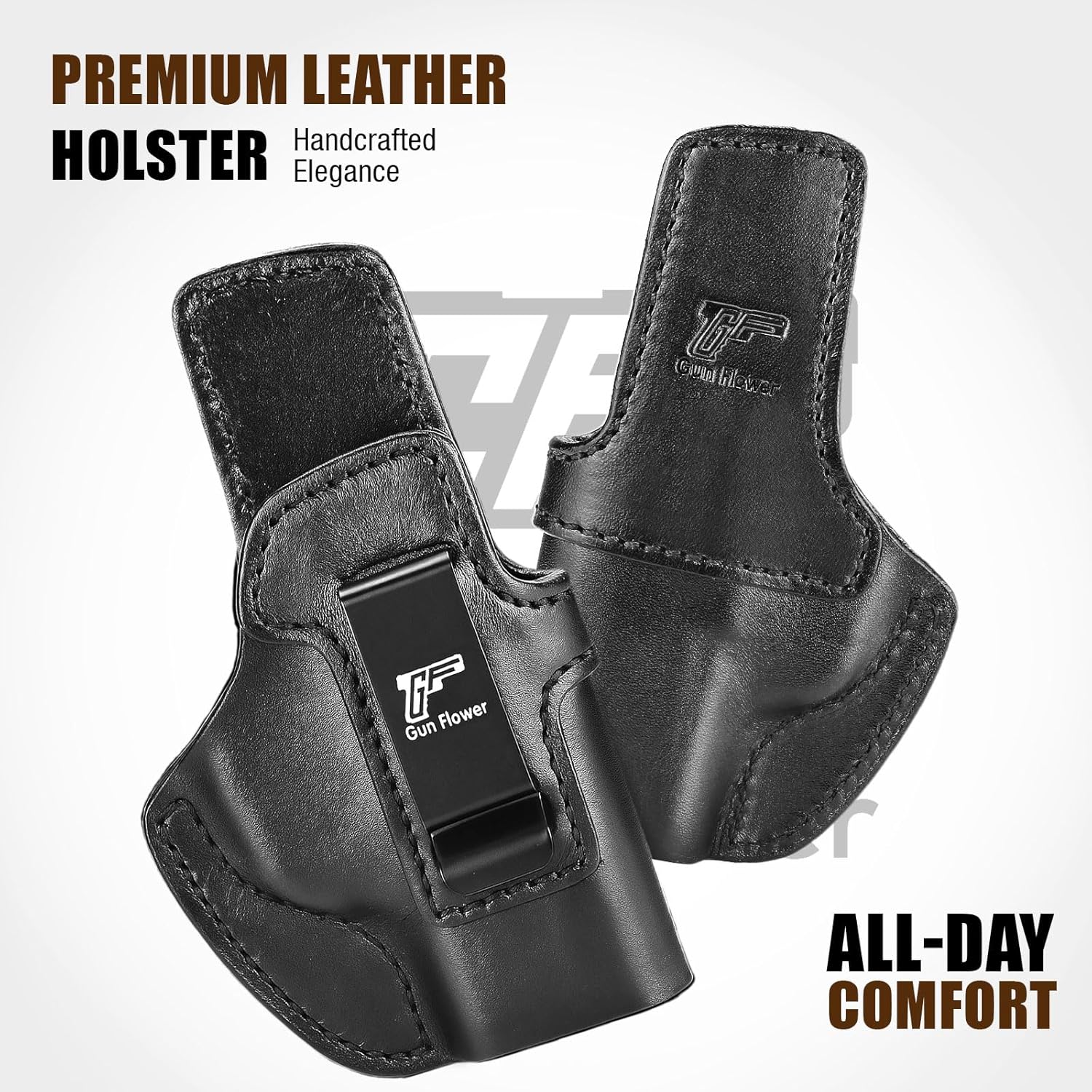 SIG Sauer P365 IWB Leather Holster - Premium Black Leather, Optic Cut & Appendix Concealed Carry, Fits 1.5"-1.75" Belts, Right Hand for P365/P365X/P365 SAS/P365-380 GUN & FLOWER