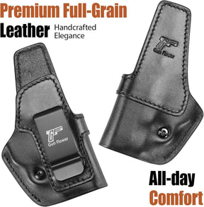 S&W M&P Shield / Shield Plus 3.1" IWB Leather Holster - Adjustable Retention, Inside Waistband Concealed Carry, Fits M&P 9 Shield, M&P 9/40 Shield M2.0 & Shield Plus, Right Hand - GUN & FLOWER