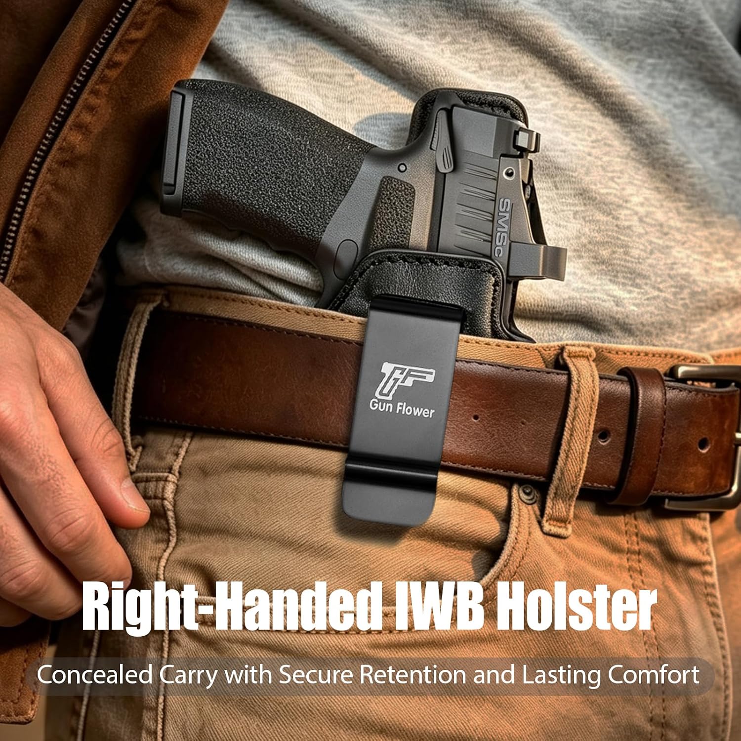 Black Leather Holster for Hellcat Pro w/TLR-7 X Sub, TLR-7 Sub & TLR-7 HL-X Sub | Optic Cut, IWB Light-Bearing Holster, Fits Hellcat Pro OSP/ Hellcat Pro Comp/ Hellcat Pro Threaded, Fits 1.5"-1.75" Belts