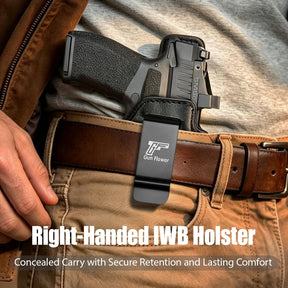 Black Leather Holster for Hellcat Pro w/TLR-7 X Sub, TLR-7 Sub & TLR-7 HL-X Sub | Optic Cut, IWB Light-Bearing Holster, Fits Hellcat Pro OSP/ Hellcat Pro Comp/ Hellcat Pro Threaded, Fits 1.5"-1.75" Belts