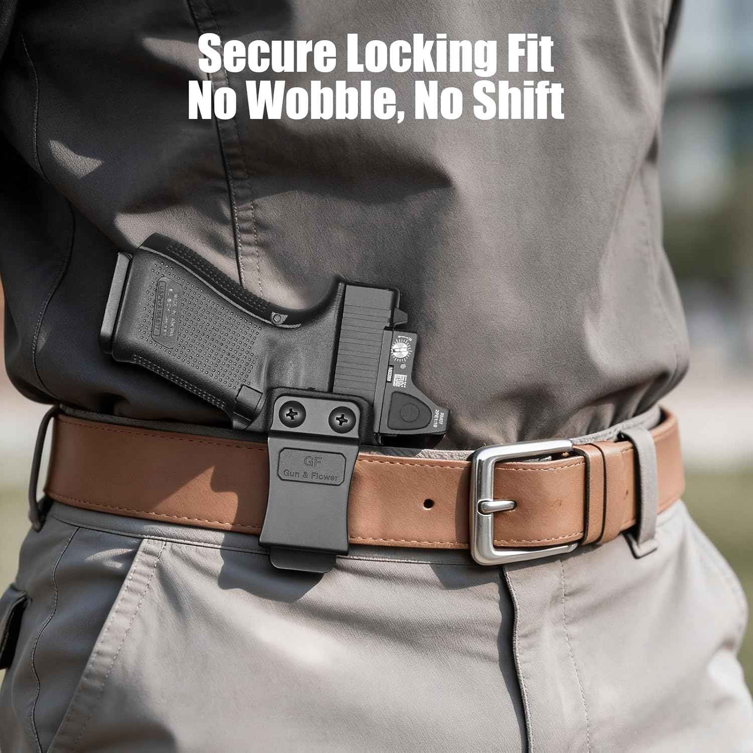 Glock 19/17/19X/45 IWB Holster - Optic Cut, Adjustable Cant & Height, Inside Waistband Concealed Carry, Fits Gen 1-6 + G34/G44/G32 Gen3-4 & Ruger RXM, Right Hand Black (OWB Ready) - GUN & FLOWER