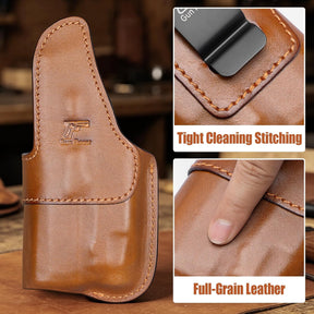 Sig P320 Compact / M18 IWB Leather Holster w/TLR-7 X / HL-X / TLR-7A / TLR-7 - Light-Bearing Optic Ready, Also Fits P320 XCarry & XCompact, 1.5"-1.75" Belts, Right Hand
