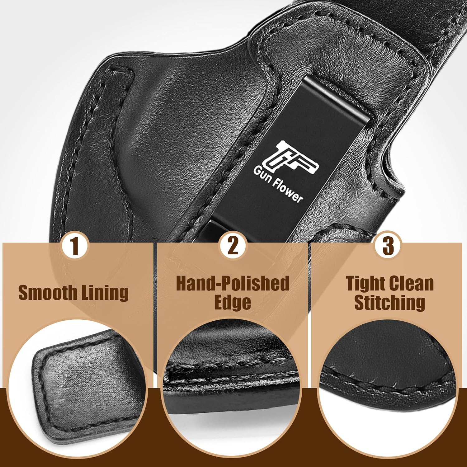 SIG Sauer P365 IWB Leather Holster - Premium Black Leather, Optic Cut & Appendix Concealed Carry, Fits 1.5"-1.75" Belts, Right Hand for P365/P365X/P365 SAS/P365-380 GUN & FLOWER