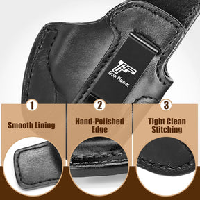 SIG Sauer P365 IWB Leather Holster - Premium Black Leather, Optic Cut & Appendix Concealed Carry, Fits 1.5"-1.75" Belts, Right Hand for P365/P365X/P365 SAS/P365-380 GUN & FLOWER